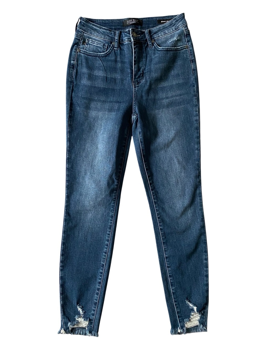 Judy Blue Women's Skinny Jeans Size 5/27 Blue Distressed/Fray Hem